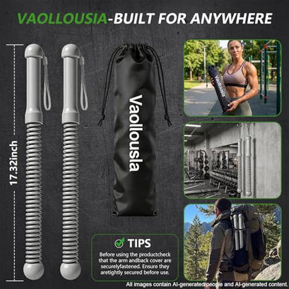 2026Upgraded Weighted Ropeless Battle Ropes for Home Gym&Travel - 2Pack 4MM Steel Spring Cordless Portable Battle Ropes, Exercise Rope Sticks for HIIT, Strength&Cardio, Grey