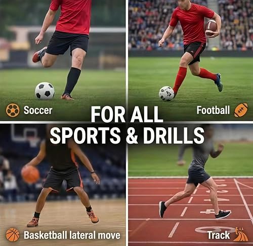 5-in-1 Speed & Agility Training Set – 20ft Ladder (12 Rungs), Resistance Parachute, 12 Cones, Holder, 4 Stakes with Portable Carry Bag for Soccer, Football, Tennis Training