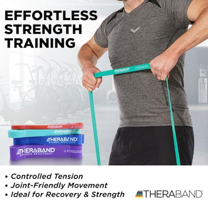 THERABAND High Resistance Bands Set of 4, Light to Extra-Heavy Elastic Super Bands for Full Body Workouts, Physical Therapy, Strength Training, Durable 41” Loop Exercise Bands, 15-50 lbs Resistance - size: 4 Pack (15-50 lbs)