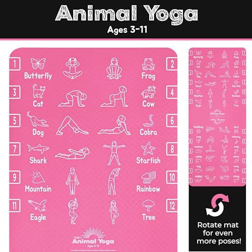Plyopic Kids Yoga Mat - Non-Slip Lightweight TPE Exercise Mat - Ideal for Boys & Girls (Ages 3-12), Toddlers & Children in Kindergarten, Preschool, School. PVC Free. 6mm Thick. Carry Strap