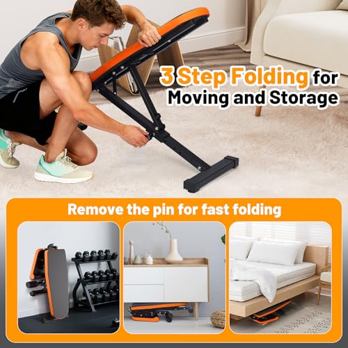 GarveeLife Adjustable Weight Bench, 800 LB Capacity Heavy Duty Workout Bench Press Decline/Flat/Incline for Home Gym Strength Training, Full Body Workout, Quick Fold Space Saving