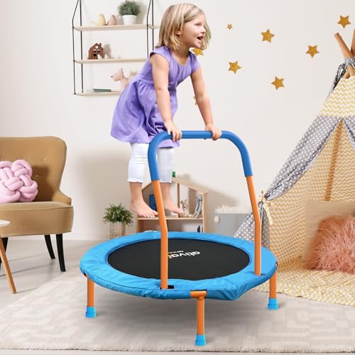 Ativafit 36inch Mini Toddler Trampoline for Kids Ages 1-6 Indoor Outdoor Folding Small Rebounder Trampoline with Foam Handle Safety Padded Cover Fun for Kids