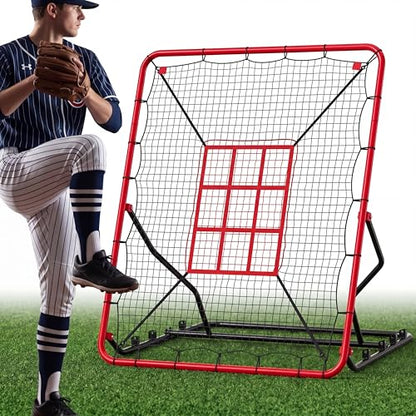 Garvee Baseball Rebounder Net 4x4.5Ft, 5 Adjustable Angles Pitching & Batting Trainer, Heavy Duty UV-Resistant Bounce Back Net, Solo Fielding Trainer for Baseball Softball Hitting