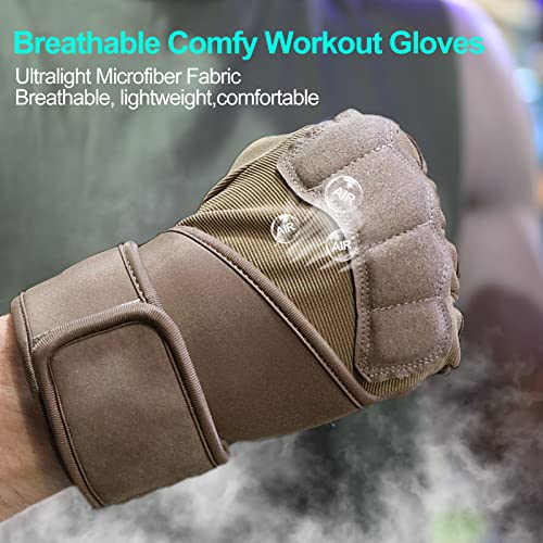 Workout Gloves for Men - Gym Weight Lifting Padded Gloves with Wrist Wrap Support, Full Palm Protection & Silicone Grip Gym Gloves, Exercise, Cross Training, Fitness, Pull-up