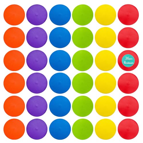 LAZR Non Slip Agility Marker Aggregate Dots 4.72 inch 9 inch Floor Dot Marker for Classroom Dance Sports Football Basketball Speed Agility Training - style: 9inch 36pcs