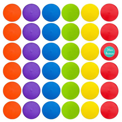 LAZR Non Slip Agility Marker Aggregate Dots 4.72 inch 9 inch Floor Dot Marker for Classroom Dance Sports Football Basketball Speed Agility Training - style: 9inch 36pcs