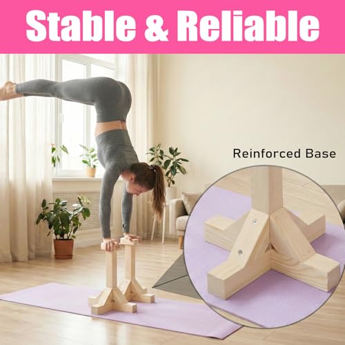 SAMTROY Handstand Canes for Balance Training, Stable Wooden Handstand Blocks with Non-Slip Base & Moisture-Absorbent Grip, Portable Bodyweight Training Equipment for Home Gym & Strength Practice
