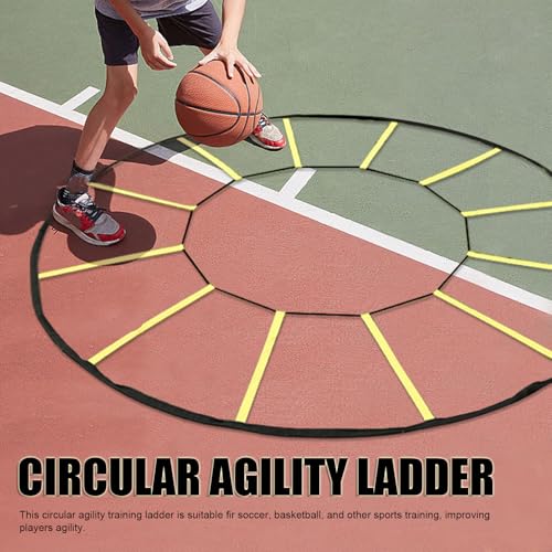 Circular Agility Training Ladder 12 Rungs - Nylon Speed Ladder for Football Soccer Basketball, Portable Footwork Training Equipment for Indoor Outdoor with Storage Bag