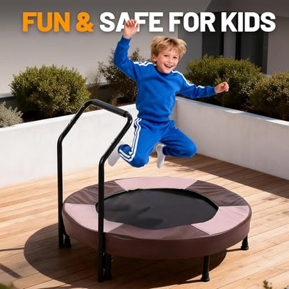 36" Foldable Mini Trampoline for Kids, Indoor Outdoor Small Rebounder Trampoline with Foam Handle & Safe Thickened Cover, Toddler Trampoline, Perfect Toddler Gift for Boys & Girls