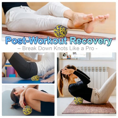 Deep Tissue Massage Ball for Exercise & Recovery - SGS Certification - Targets Back, Shoulder, Legs&Feet - Relieves Muscle Knots, Joint Pain&Tightness, Pressure Point Therapy- Myofascial Release Ball - color: Yellow&blue, size: 1-Pack | 5.1-inch