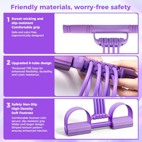 Pedal Resistance Band with Handles, Multifunction Tension Rope & Sit Up Exercise Equipment for Full Body Workout, Chest Strength Training, Portable Home Gym Fitness Gear for Men & Women