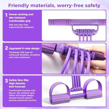 Pedal Resistance Band with Handles, Multifunction Tension Rope & Sit Up Exercise Equipment for Full Body Workout, Chest Strength Training, Portable Home Gym Fitness Gear for Men & Women