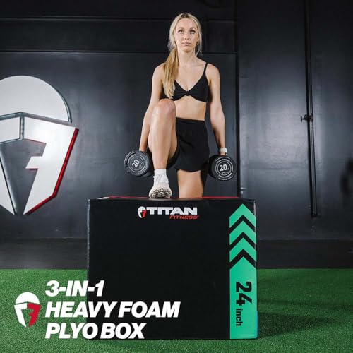 Titan Fitness Heavy Foam Plyometric Box - Pro-Duty HIIT Exercise Foam Plyo Step-Up, Box Squat, Home Garage Gym Training, Youth & Regular Sizes - style: 20 x 24 x 30 inch (Large Size)