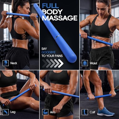 Massage Roller Stick – Deep Tissue Muscle Roller for Full Body, Myofascial Release Tool for Legs, Neck, Arms & Calves, Sore Muscle Recovery Stick for Athletes & Home Use
