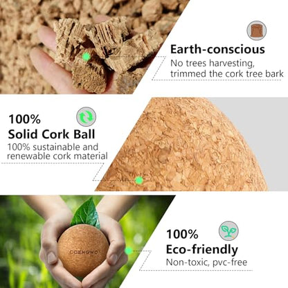 COENGWO Cork Massage Ball, Cork Myofascial Release Ball, Yoga Therapy Ball for Trigger Point Therapy, Muscle Knots, Deep Tissue Relief, 3 Inch - size: 3 inches