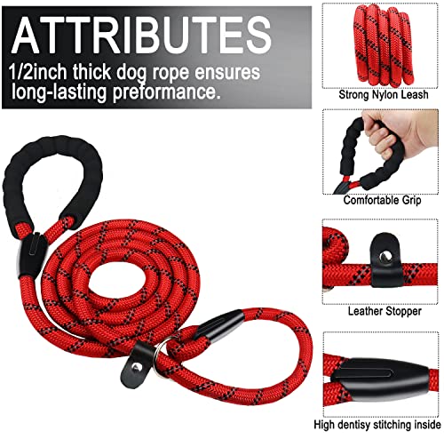 Dog Leash, 6 FT Heavy Duty Dog Leashes with Comfortable Padded Handle,Red - color: Red, size: 6 Feet x 1/2 Inch