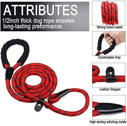 Dog Leash, 6 FT Heavy Duty Dog Leashes with Comfortable Padded Handle,Red - color: Red, size: 6 Feet x 1/2 Inch