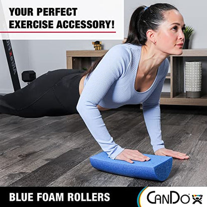CanDo Blue PE Foam Rollers for Fitness, Exercise Muscle Restoration, Massage Therapy, Sport Recovery and Physical Therapy for Homes, Clinics, and Gyms 6" x 36" Half-Round - size: 6" x 36"