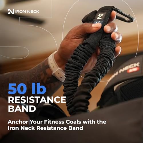 Resistance Band, Durable Exercise Band with Steel Carabiners for Neck Training, Strength Workouts, Stretching, and Rehab - style: 50lb
