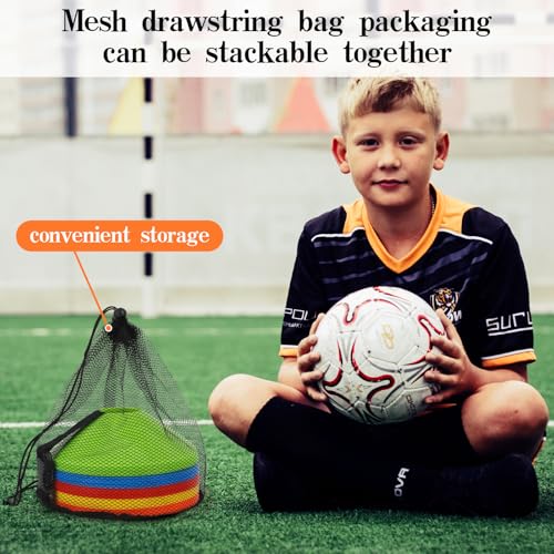 Soccer Cones 15/25/30/50 Pack with Mesh Bag & Strap-Soccer Cones for Sports Training, Football, Basketball,Running Drills-Agility Cones for Indoor and Outdoor Games