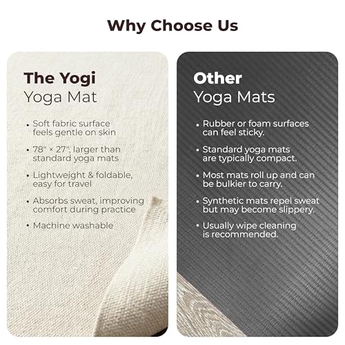 Live Well 360 Handmade Organic Cotton Yoga Mat - Non-Toxic, Chemical-free and All Natural Cloth Yoga Mat - Exercise, Workout, & Fitness Rug - Woven Material - Absorbent & Washable - 78" x 27"