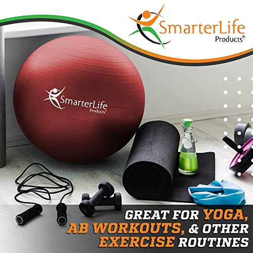 SmarterLife Exercise Ball, Yoga Ball for Gym, Balance, Stability, Pregnancy - color: Red, size: 45 cm