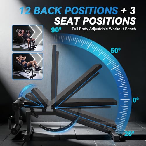 Strength Weight Bench 32 Adjustable Positions Training Benches - Heavy Duty Home Gym Equipment with 1300 LBS Weight Capacity Durable Steel Construction Incline Decline Bench for Full Body Workout - color: Black-1