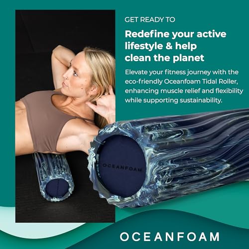 Tidal Roller - Dark Navy, Hunter & Seafoam Marbled - Muscle Massage Foam Roller for Back Pain & Stretching - Firm & Ergonomic Wide Wave Textured - Yoga & Athletics - Full Size, 20" x 5" - color: Dark Navy, Hunter & Seafoam Marbled