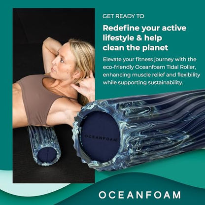 Tidal Roller - Dark Navy, Hunter & Seafoam Marbled - Muscle Massage Foam Roller for Back Pain & Stretching - Firm & Ergonomic Wide Wave Textured - Yoga & Athletics - Full Size, 20" x 5" - color: Dark Navy, Hunter & Seafoam Marbled