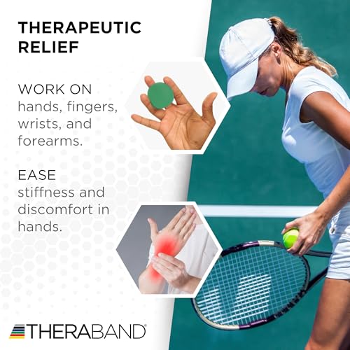 THERABAND Hand Exerciser Ball, X-Large Green, Medium Resistance for Grip Strengthening, Finger & Hand Therapy, Squeeze Ball for Rehab, Wrist & Forearm Exercise, Latex-Free, Textured Surface