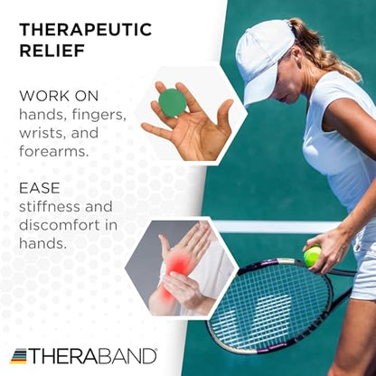 THERABAND Hand Exerciser Ball, X-Large Green, Medium Resistance for Grip Strengthening, Finger & Hand Therapy, Squeeze Ball for Rehab, Wrist & Forearm Exercise, Latex-Free, Textured Surface