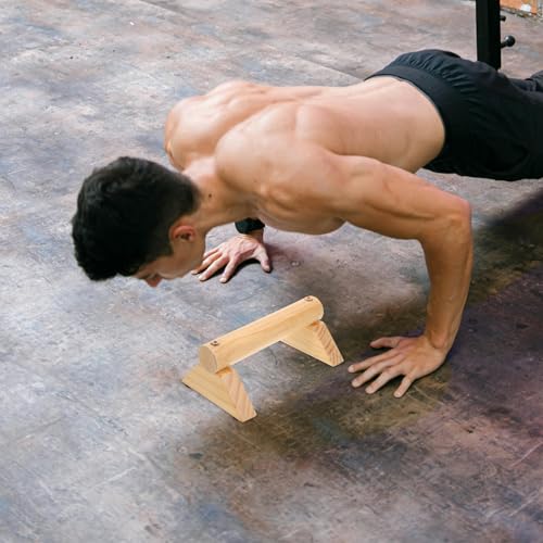 GANAZONO Push-up Handles Set with Non-slip Pads, Pine Wood Exercise Handles 21x13x8.7cm, Fitness Accessory for Home Workout and Strength Training