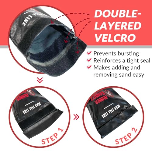 Rubberbanditz Extra Large Fitness Sand Bag & Parallettes Push Up/Dip Bars Set - Heavy Duty Workout Equipment for Crossfit, Home Workouts, Gymnastics, Conditioning, Non-Slip Stands for Bodyweight Train