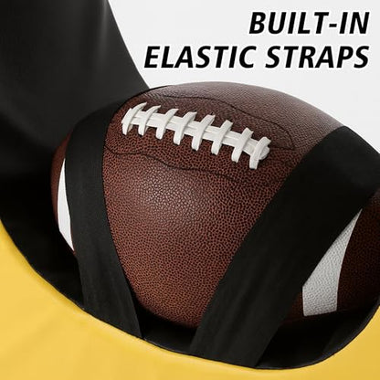 Football Tackle Wheel with Bonus Round Seat Pad, Youth Football Tackle Ring with Side Straps, High-Density Foam Tackle Dummy, Water-Resistant PU Leather Football Practice Equipment