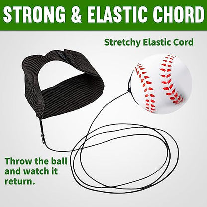 Playbees Reactive Practice Baseballs (3 Pack) – Personal Wrist Return Trainer for Solo Pitching & Catching Practice – High-Elastic Training Ball for Kids & Beginners – Compact Travel Set