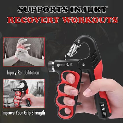 Adjustable Grip Strength Trainer Hand Gripper for Grip Strength, Forearm & Wrist Strengthener, Hand Exerciser for Strength Training & Therapy 11-220Lbs(5-100KG) - color: Red