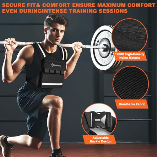 Weighted Vest, 0-40 LBS Adjustable Weight Vest With Reflective Stripe, No Weights Included, Ultra Thick Shoulder Padding Design Rucking Vest for Walking, Running, Strength Training, Etc