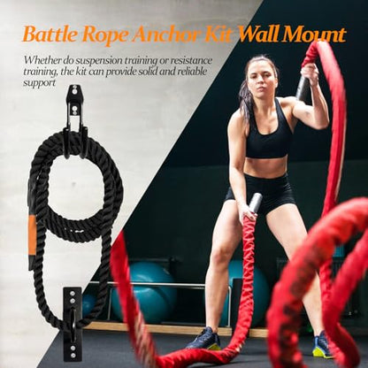 Battle Rope Anchor Kit Wall Mount, Set With Workout Wall Anchor And Rope Hook For 30-50 Feet, 1-2.5" Battle Ropes For Home Gym, Battle Rope Wall Mount Holder, Heavy Duty Gym Storage Rack - size: Small