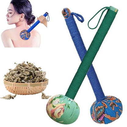 Traditional Moxa Stick Massager - Handheld Mugwort Massage Hammer for Pain Relief, Muscle Relaxation, Acupressure - Ergonomic Grip with US Design Patent (Blue Green…) - color: Blue Green…