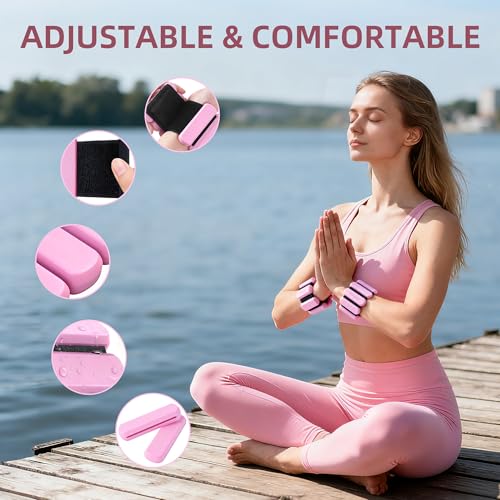 Wrist Ankle Weights for Women Men 2lbs /Pair - Adjustable Arm Leg Pilates Weights Weighted Bangles Wristbands for Gym, Yoga, Strength Training Fitness Workout