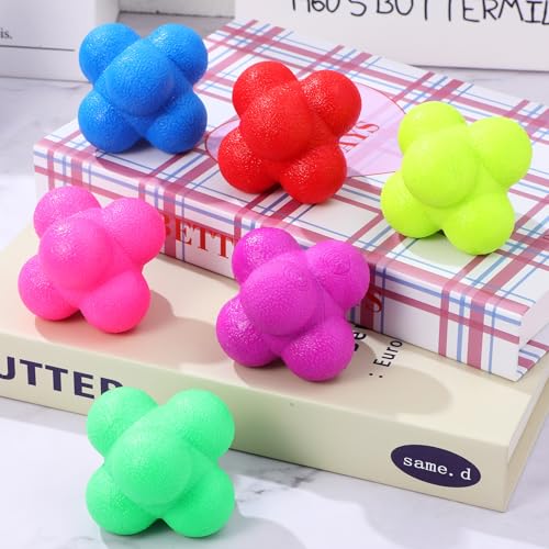Veemoon 6 Pcs Reaction Balls Hexagonal Agility Training Balls for Hand-Eye Coordination Reflex Improvement Sports Exercise Fitness