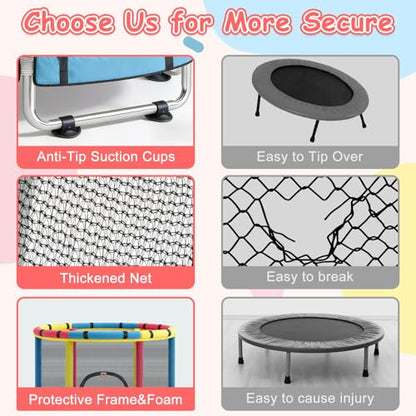 Trampoline for Kids with Safety Enclosure Net, Indoor & Outdoor Toddler Trampoline, 47" Baby Mini Recreational Trampolines, Safe No-Gap Design, Birthday Gifts for Children & Boys & Girls, Age 1-8