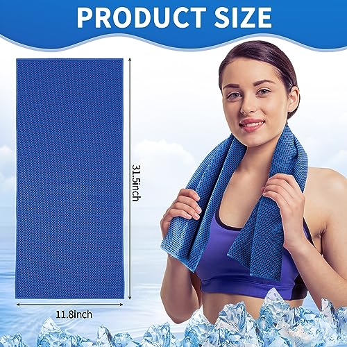 Honoson 10 Pcs Cooling Towel Bulk - Neck & Face Cool Chilly Towels Microfiber Breathable Sport Sweat Rag for Gym, Yoga, Travel, Camping, Running, Outdoor (Grey,Blue)
