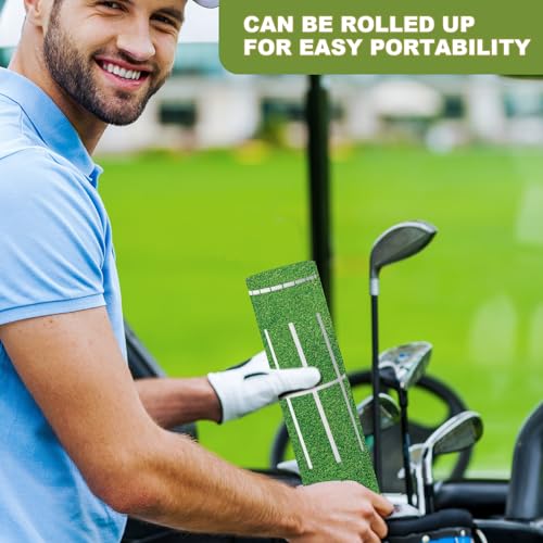 Golf Putting Mats Practice Indoor 30 x 8.27 Inch Golf Putting Practice Training Aid Alignment Track Green Mat Exercise Putter Training Supplies - color: Green