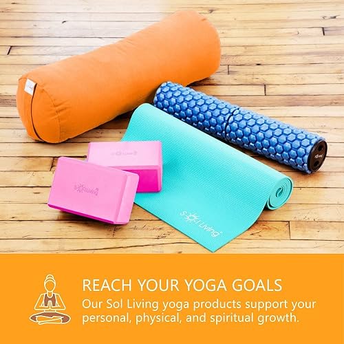 Sol Living Yoga Blocks 2 Pack High Density EVA Foam Yoga Cushion Stretching Pilates Meditation Exercise Equipment Support Deepen Poses Odor Free Non Slip Yoga Accessories - 4" x 6" x 9"- Pink - color: Pink