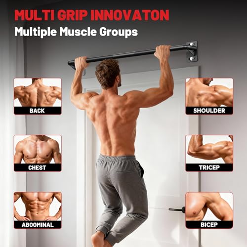 PAPABABE Wall Mounted Pull Up Bar, Chin Up Bar, Strength Training Pull-Up Bars Chin Up Bars for Home Gym - style: 36 inch