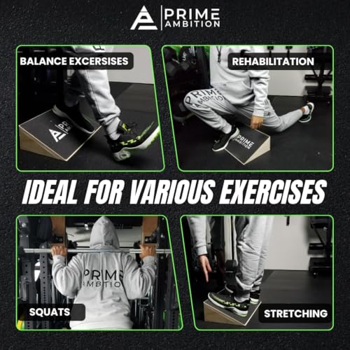 Premium Knees Over Toes Slant Board for Calf Stretching - Athletic Performance, Training Slant Board for Squats - Slanted Squat Board Non-Slip Surface - 25 Degree Incline, 1000 Lbs Weight Capacity
