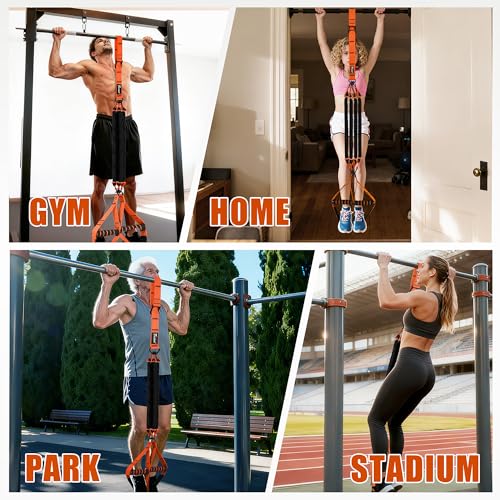 Pull Up Assistance Bands, Heavy Duty Resistance Bands with Handles, Exercise Band with Door Anchor, Adjustable Workout Band Set for Pull Up Bar, Full Body Strength&Muscle Training, Recovery, Home Gym