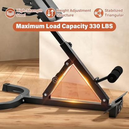 Roman Chair, Back Extension Bench Machine, Angle & Height Duals Adjustable Hyperextension Bench, 330 Lbs Weight Capacity, Back Exercise Equipment, Foldable For Home Gym, Men Women, Full Body