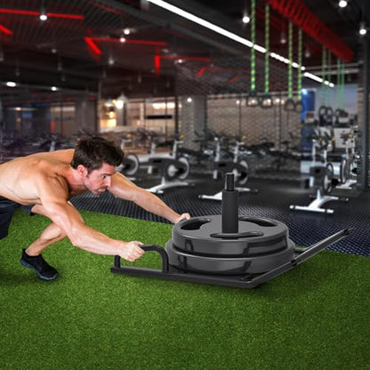 Dolibest Weight Sled, Fitness Sled, Workout Sled for Fitness Strength Training and Speed Improvement, Push-Pull Prowler Training, Suitable for 1-2" Weight Plates, Black - color: Black Pull-Push Sled-2
